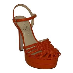 Jessica Simpson Women's Inaia Woven Platform Dress Sandals Tangerine Size 8 1/2